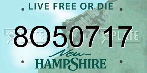 8O50717 New Hampshire License Plate