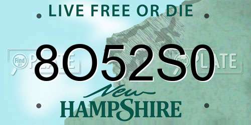 8O52S0 New Hampshire License Plate