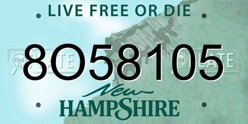 8O58105 New Hampshire License Plate