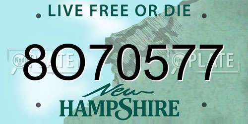 8O70577 New Hampshire License Plate