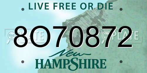 8O70872 New Hampshire License Plate