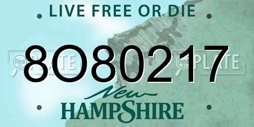 8O80217 New Hampshire License Plate