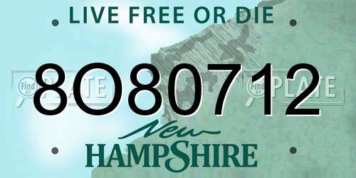 8O80712 New Hampshire License Plate