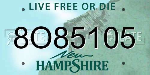 8O85105 New Hampshire License Plate