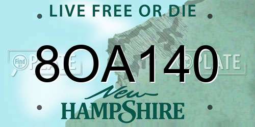 8OA140 New Hampshire License Plate