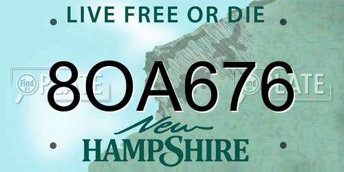 8OA676 New Hampshire License Plate