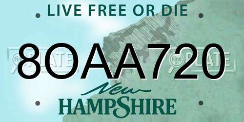 8OAA720 New Hampshire License Plate