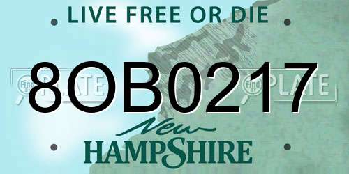 8OB0217 New Hampshire License Plate