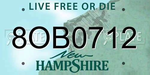 8OB0712 New Hampshire License Plate