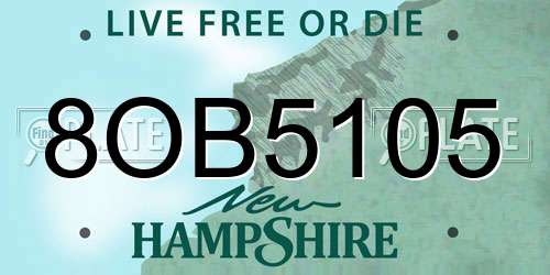 8OB5105 New Hampshire License Plate