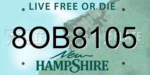 8OB8105 New Hampshire License Plate