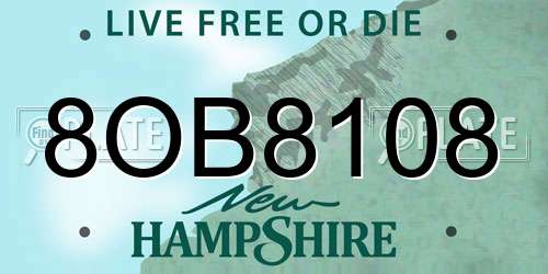8OB8108 New Hampshire License Plate