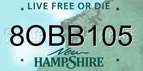 8OBB105 New Hampshire License Plate