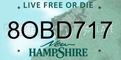 8OBD717 New Hampshire License Plate