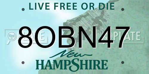8OBN47 New Hampshire License Plate