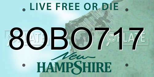 8OBO717 New Hampshire License Plate