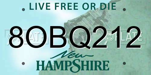 8OBQ212 New Hampshire License Plate