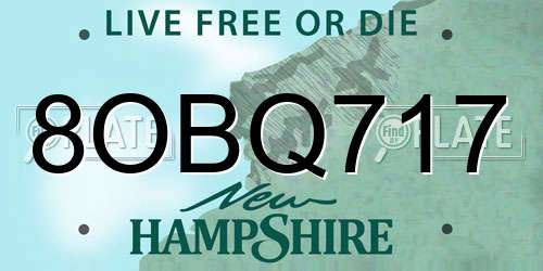 8OBQ717 New Hampshire License Plate