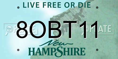 8OBT11 New Hampshire License Plate