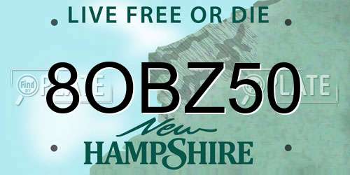 8OBZ50 New Hampshire License Plate