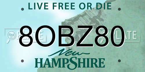 8OBZ80 New Hampshire License Plate