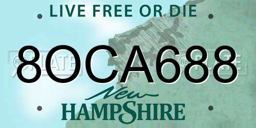 8OCA688 New Hampshire License Plate