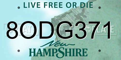 8ODG371 New Hampshire License Plate