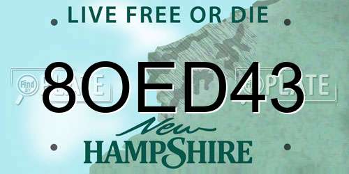 8OED43 New Hampshire License Plate