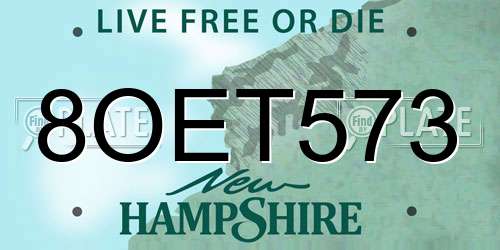 8OET573 New Hampshire License Plate