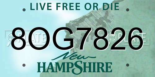 8OG7826 New Hampshire License Plate
