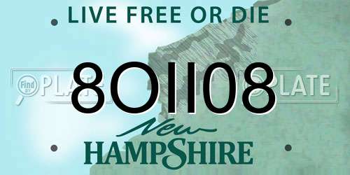 8OII08 New Hampshire License Plate