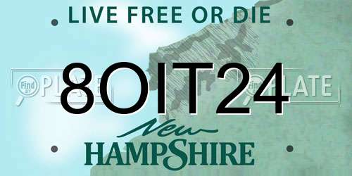 8OIT24 New Hampshire License Plate