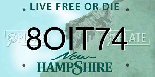 8OIT74 New Hampshire License Plate