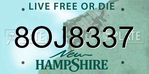 8OJ8337 New Hampshire License Plate