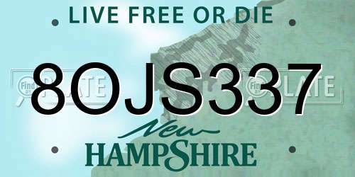 8OJS337 New Hampshire License Plate