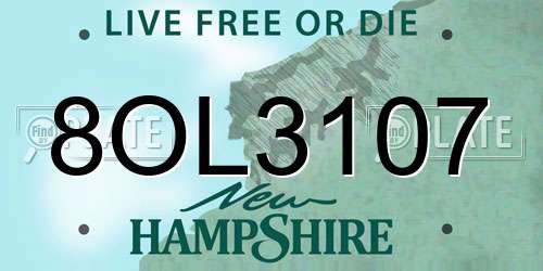 8OL3107 New Hampshire License Plate