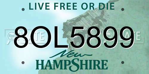 8OL5899 New Hampshire License Plate