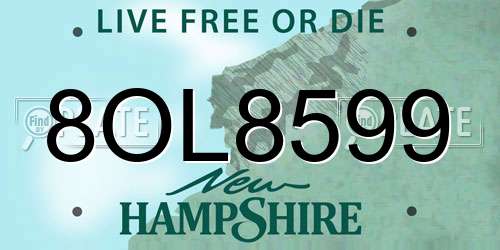 8OL8599 New Hampshire License Plate