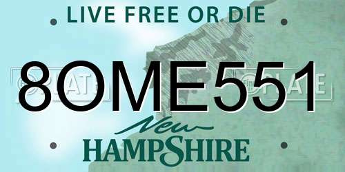 8OME551 New Hampshire License Plate