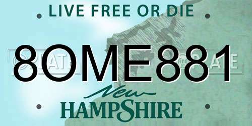 8OME881 New Hampshire License Plate