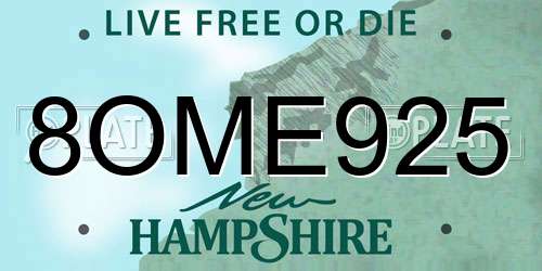 8OME925 New Hampshire License Plate