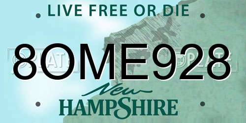8OME928 New Hampshire License Plate