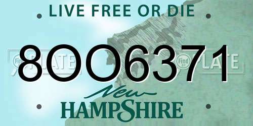 8OO6371 New Hampshire License Plate