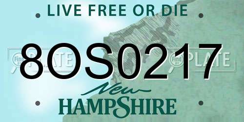 8OS0217 New Hampshire License Plate