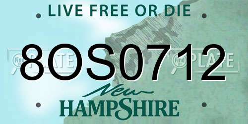 8OS0712 New Hampshire License Plate