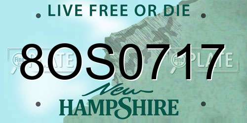 8OS0717 New Hampshire License Plate