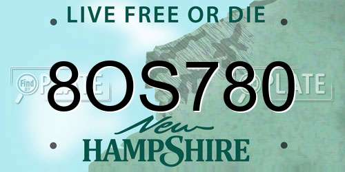 8OS780 New Hampshire License Plate