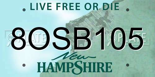 8OSB105 New Hampshire License Plate