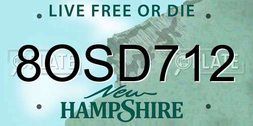 8OSD712 New Hampshire License Plate