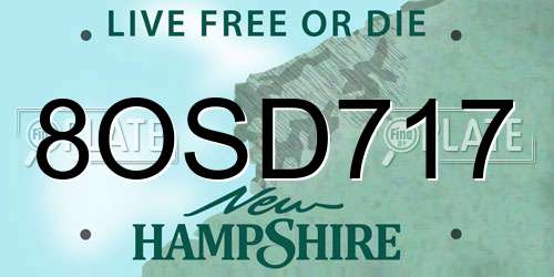 8OSD717 New Hampshire License Plate